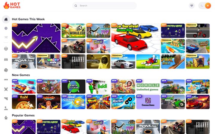 Screenshot di hotgames.io
