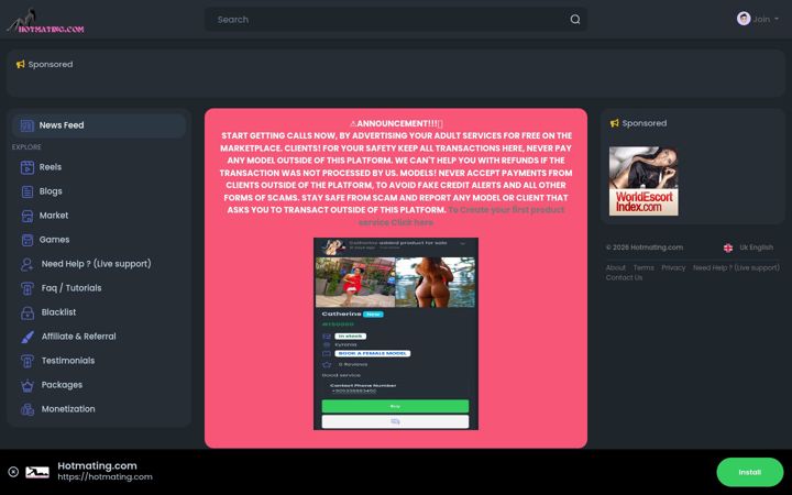 Screenshot of hotmating.com