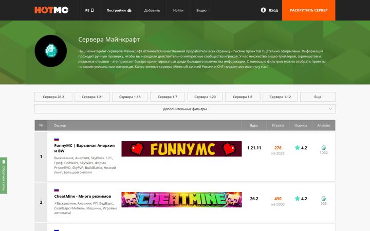 Screenshot of hotmc.ru