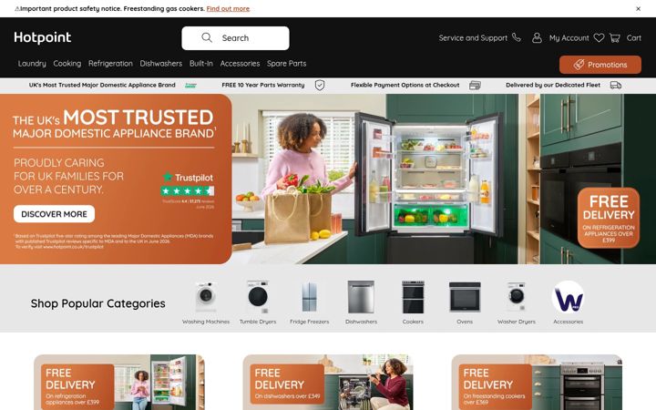 Screenshot of hotpoint.co.uk