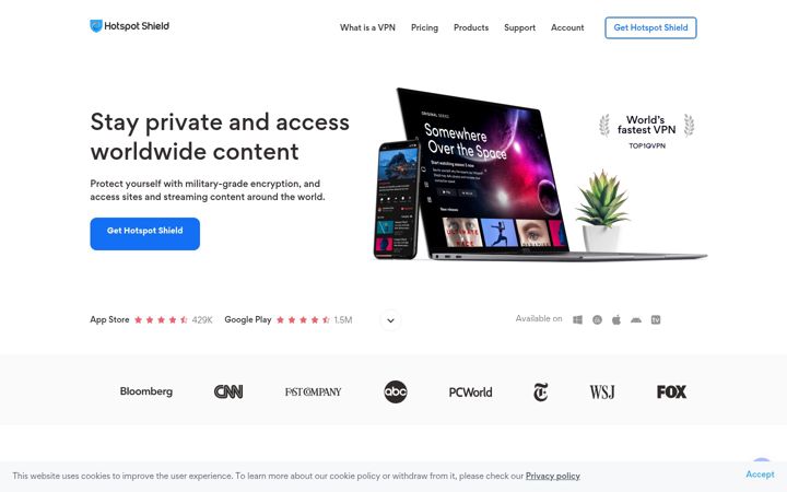 Screenshot di hotspotshield.com