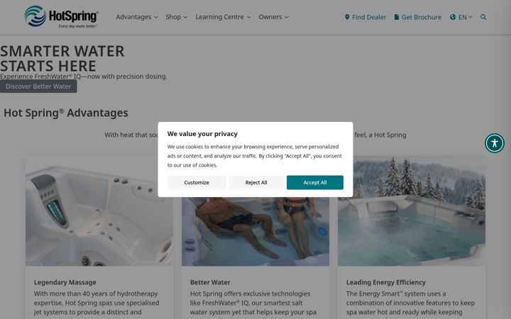 Screenshot of hotspring.co.uk