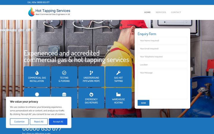 Screenshot of hottappingservices.co.uk
