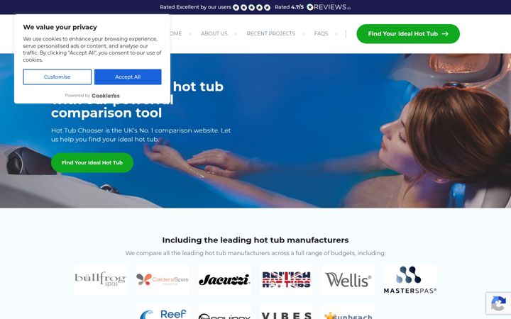 Screenshot of hottubchooser.co.uk