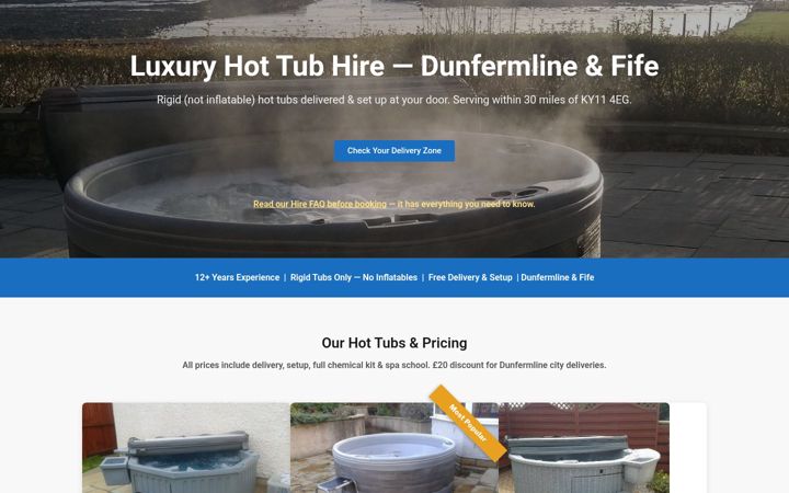 Screenshot of hottubhirescotland.co.uk