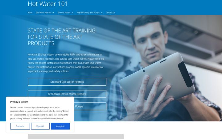 Screenshot of hotwater101.com