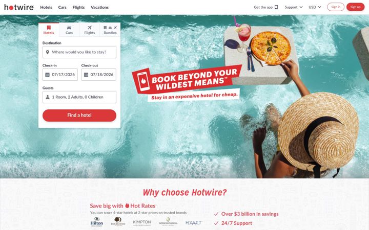Skærmbillede af hotwire.com