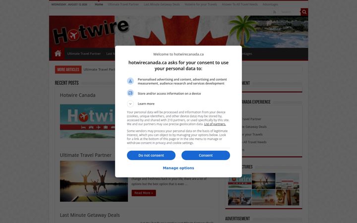 Screenshot of hotwirecanada.ca