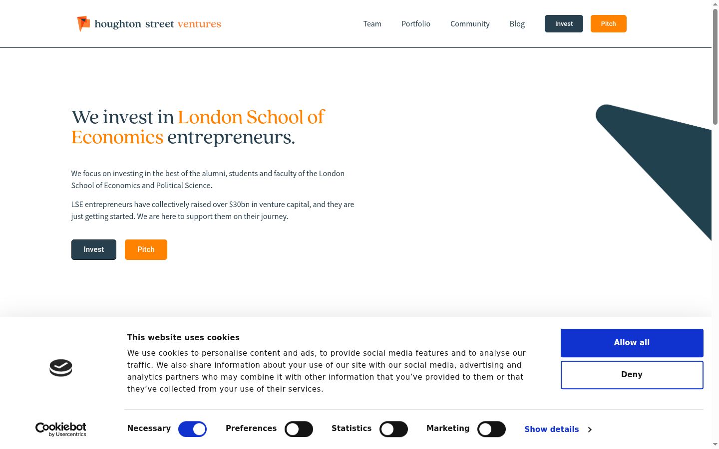 Screenshot of the consent banner shown before any interaction