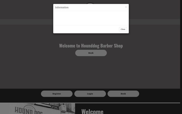 Screenshot of hounddogbarbershop.com