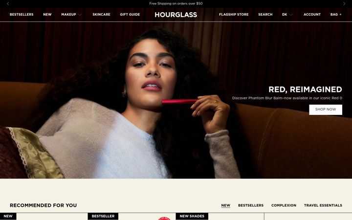 Screenshot of hourglasscosmetics.com