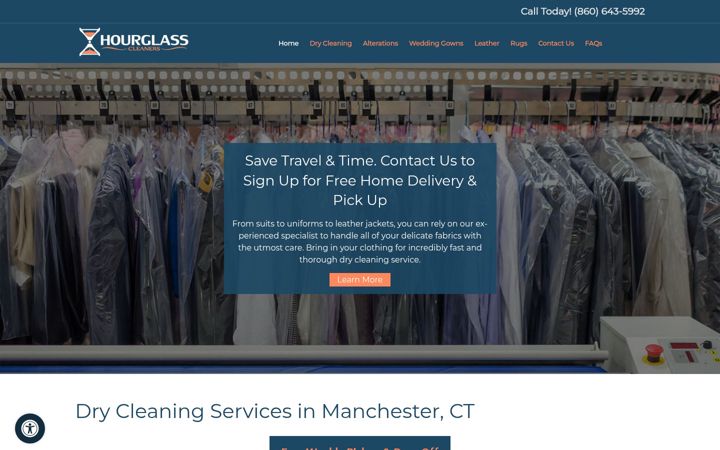 Screenshot of hourglassdrycleaners.com