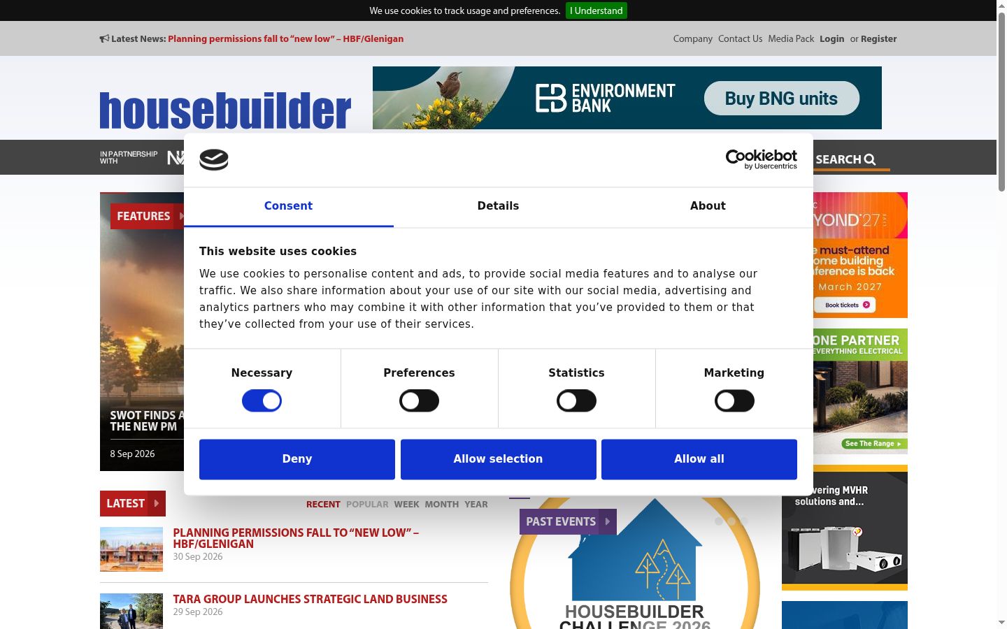 Screenshot of the consent banner shown before any interaction