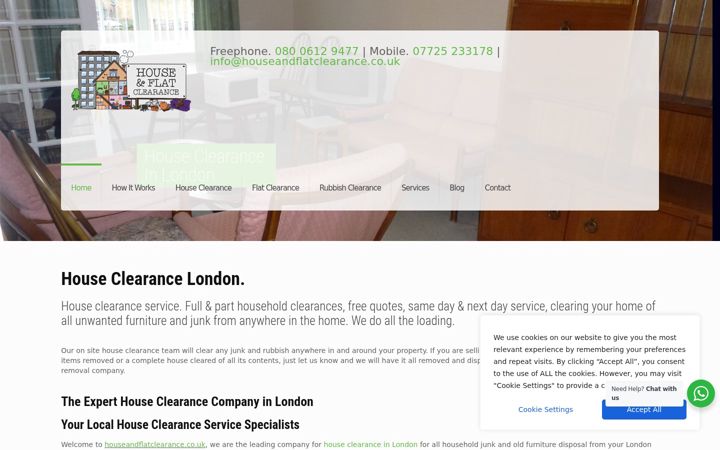Screenshot of houseandflatclearance.co.uk