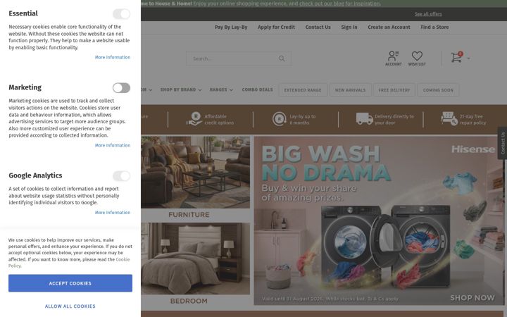 Screenshot of houseandhome.co.za