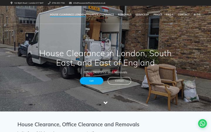 Screenshot of houseandofficeclearance.co.uk