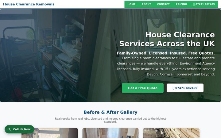Screenshot of houseclearanceremovals.co.uk