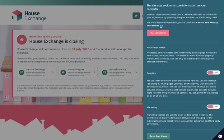 Képernyőkép: houseexchange.org.uk