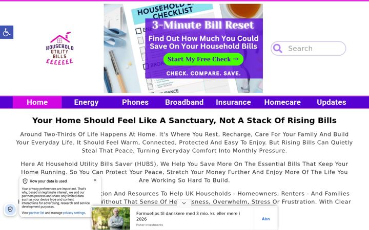 Screenshot of householdutilitybills.co.uk