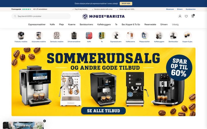 Snimka zaslona za houseofbarista.dk