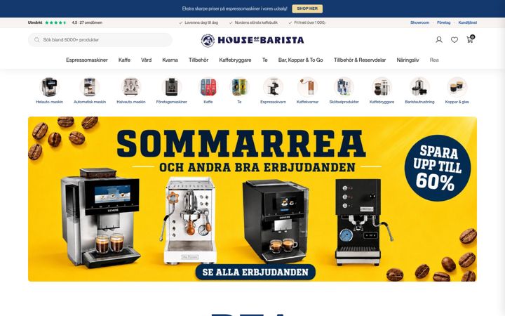 Екранна снимка на houseofbarista.se