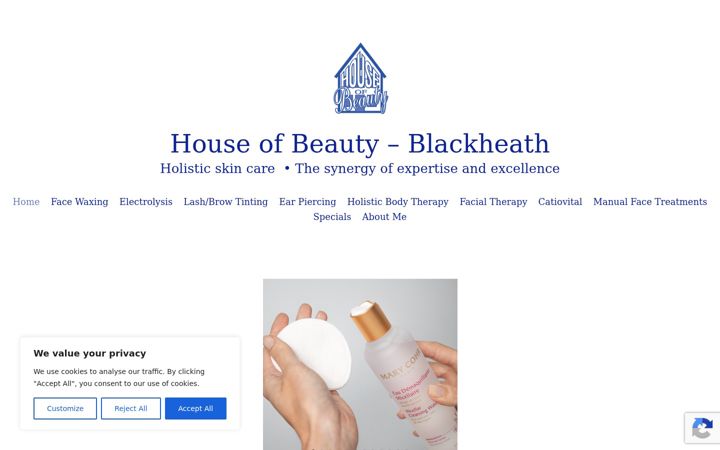 Screenshot of houseofbeautyblackheath.co.uk