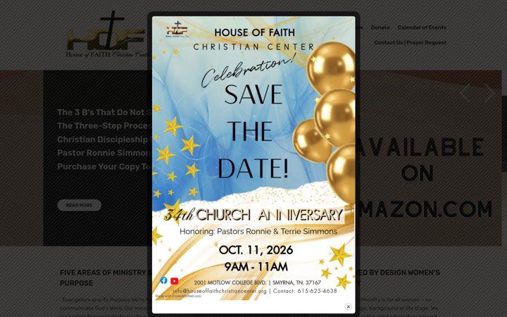 Screenshot of houseoffaithchristiancenter.org