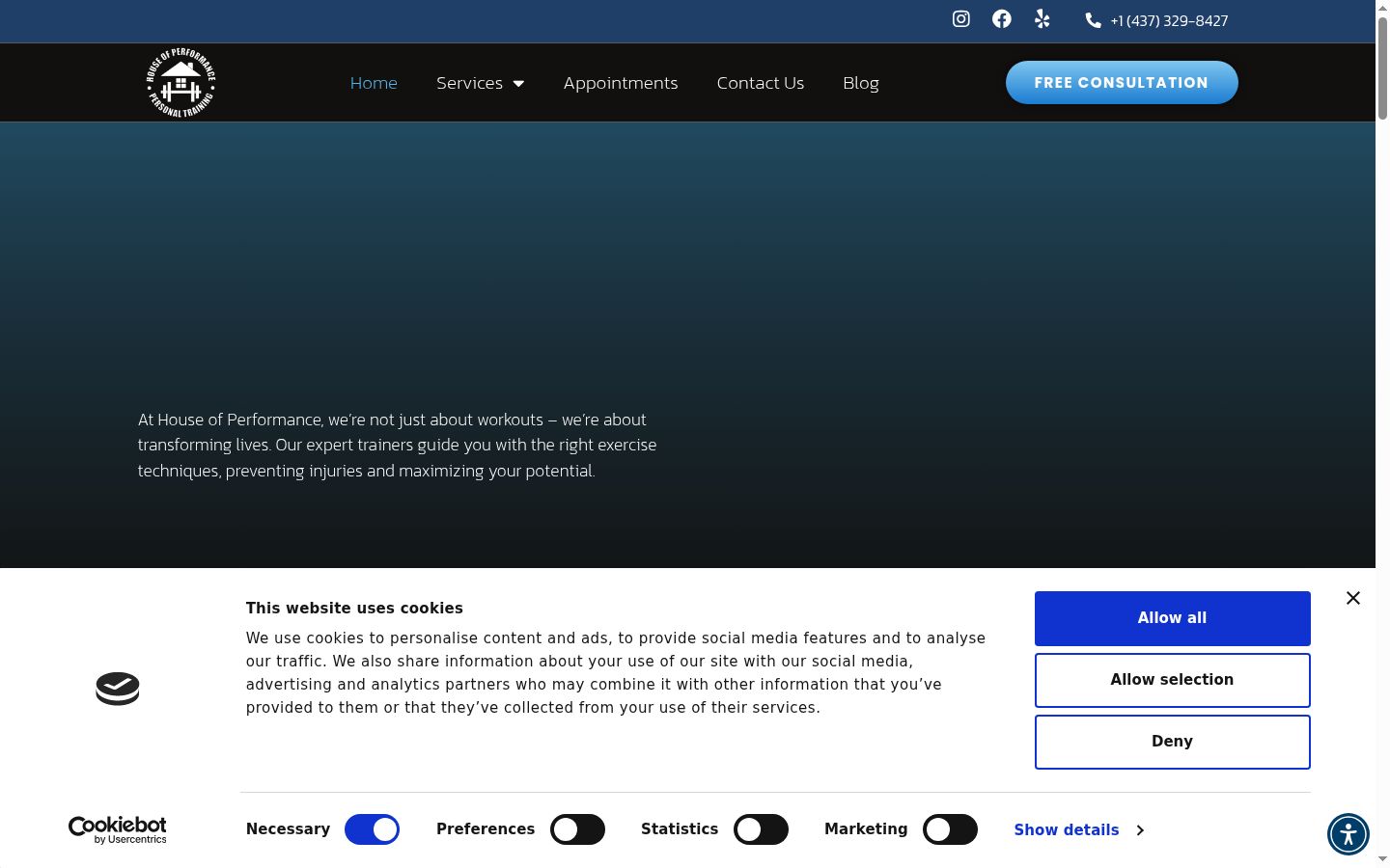 Screenshot of the consent banner shown before any interaction