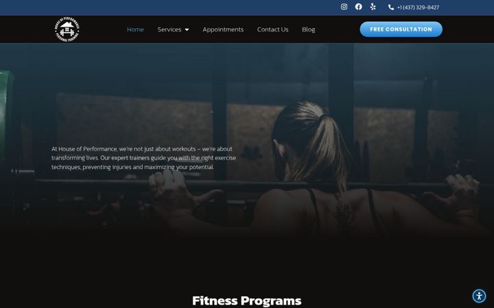 Screenshot of houseofperformance.ca