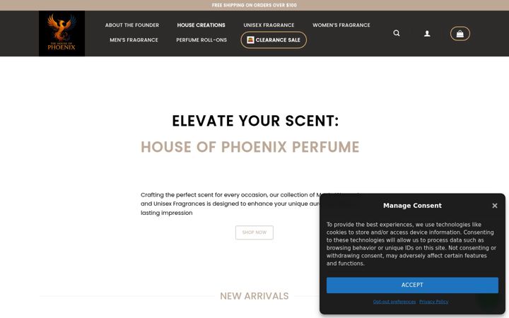 Screenshot of houseofphoenixperfume.com