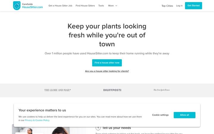 Screenshot van housesitter.com