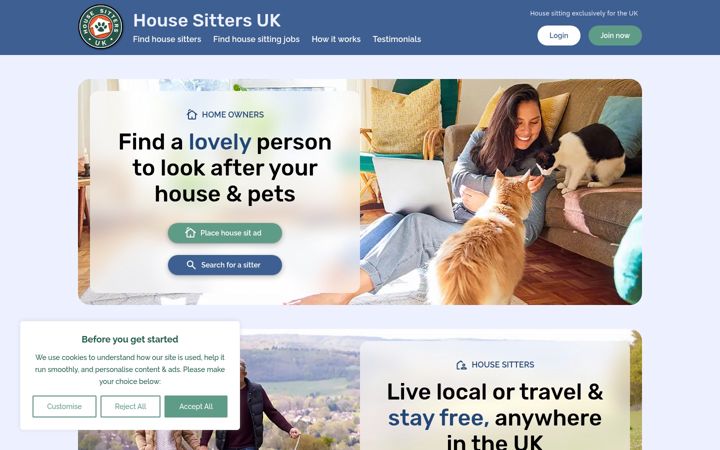 Screenshot of housesittersuk.co.uk