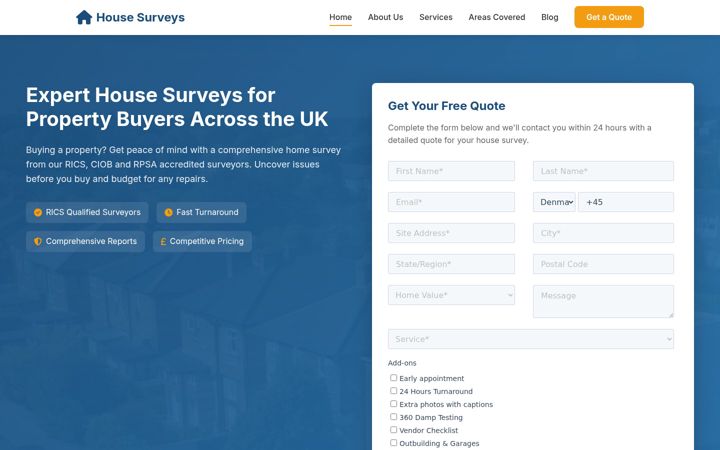 Screenshot of housesurveys.co.uk