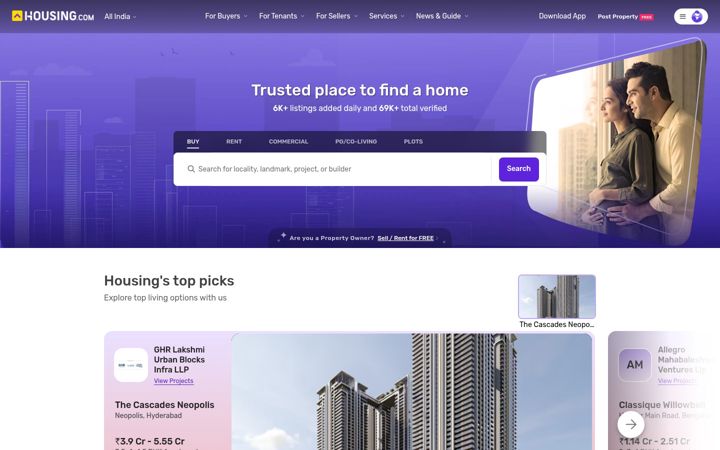 Snímek obrazovky housing.com