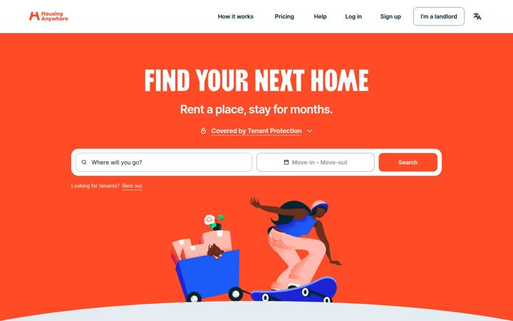 Screenshot von housinganywhere.com
