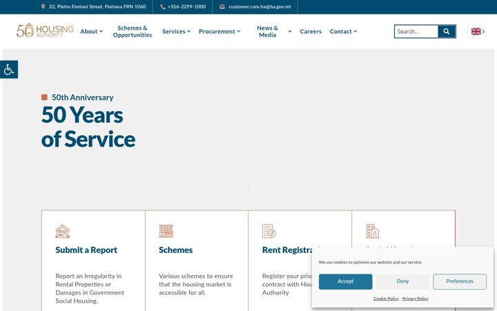 Screenshot of housingauthority.gov.mt