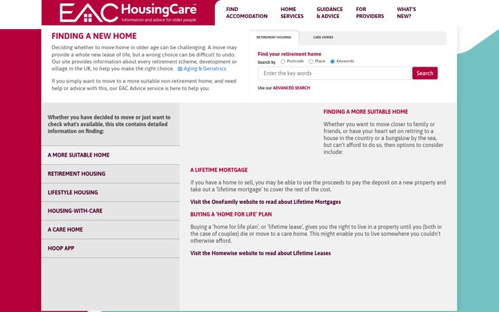 Screenshot of housingcare.org