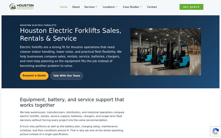 Screenshot of houstonelectricforklifts.com
