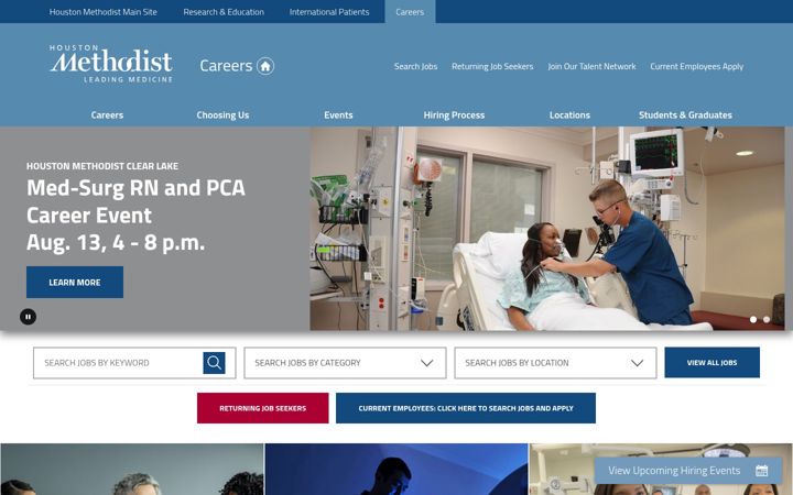 Screenshot of houstonmethodistcareers.org