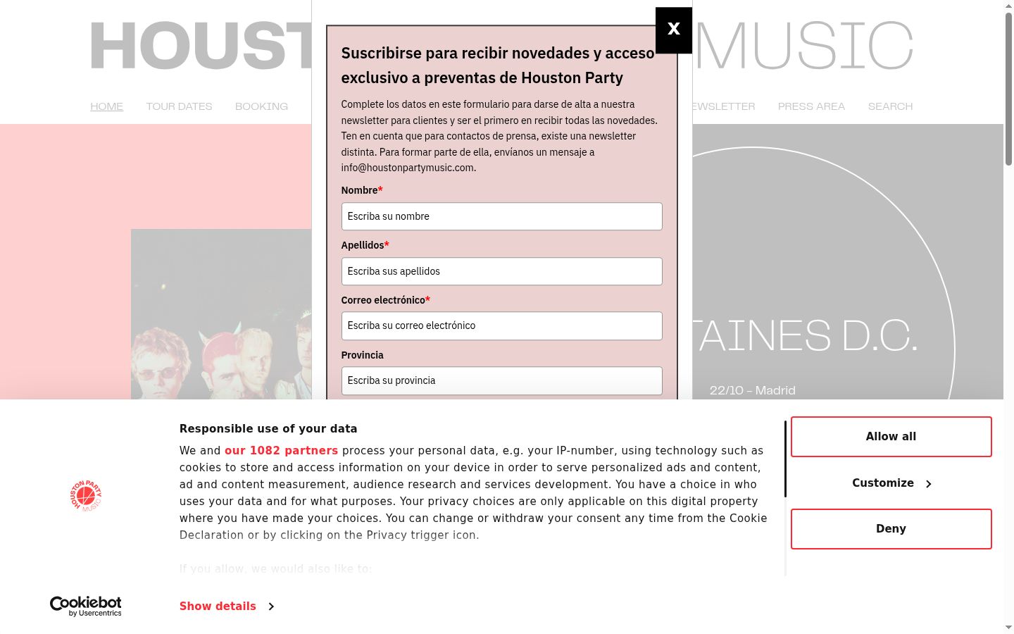 Screenshot des Einwilligungsbanners vor jeglicher Interaktion