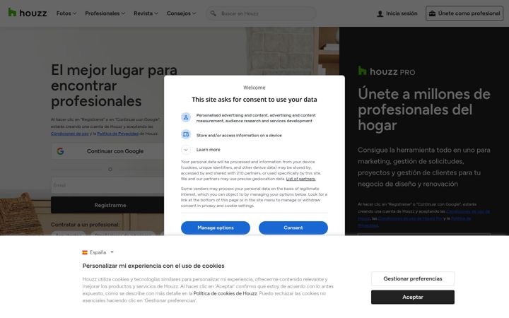Screenshot of houzz.es