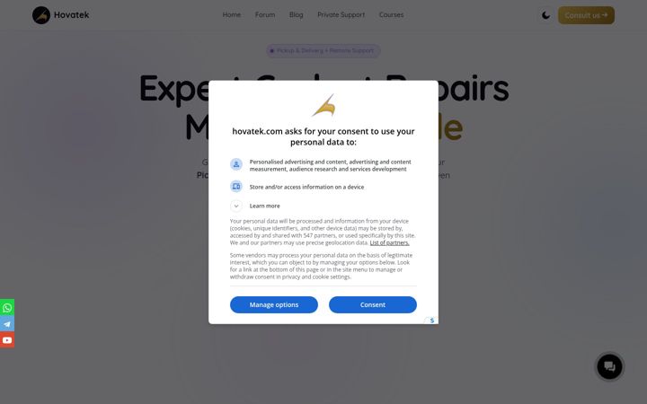 Screenshot of hovatek.com