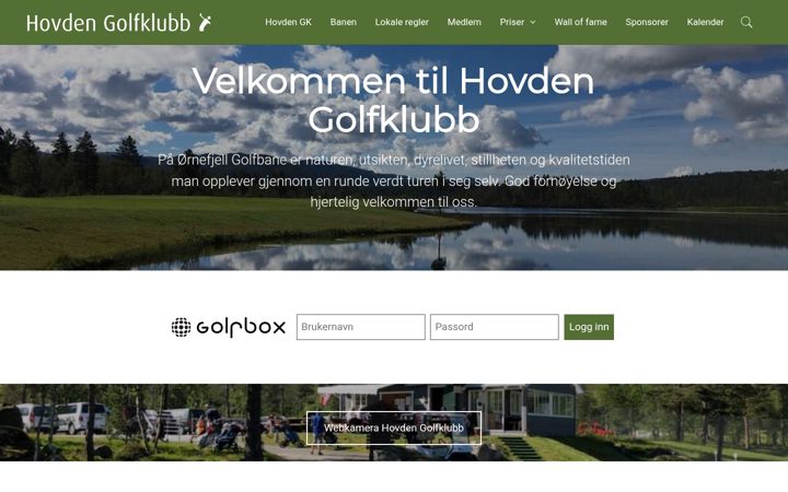 Screenshot of hovdengolf.com