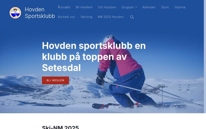 Screenshot of hovdensportsklubb.no