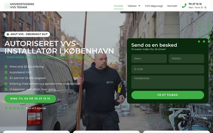 Screenshot of hovedstadens-vvs.dk