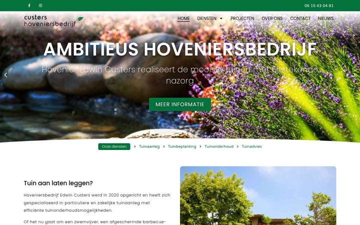 Screenshot of hoveniercusters.nl