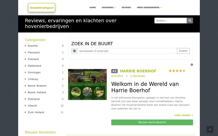 Screenshot of hovenierervaringen.nl