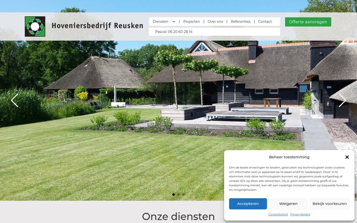 Screenshot of hovenierreusken.nl