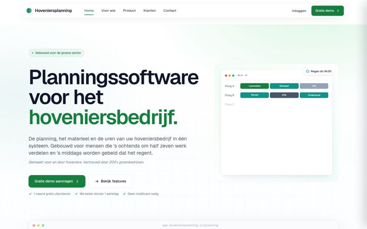 Screenshot of hoveniersplanning.nl