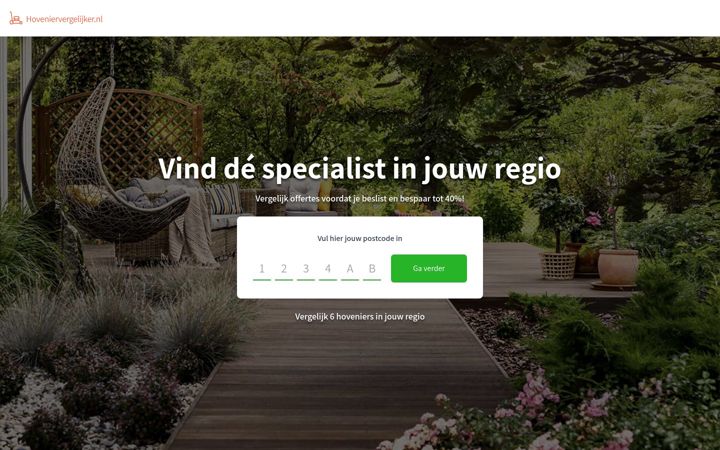 Screenshot of hoveniervergelijker.nl
